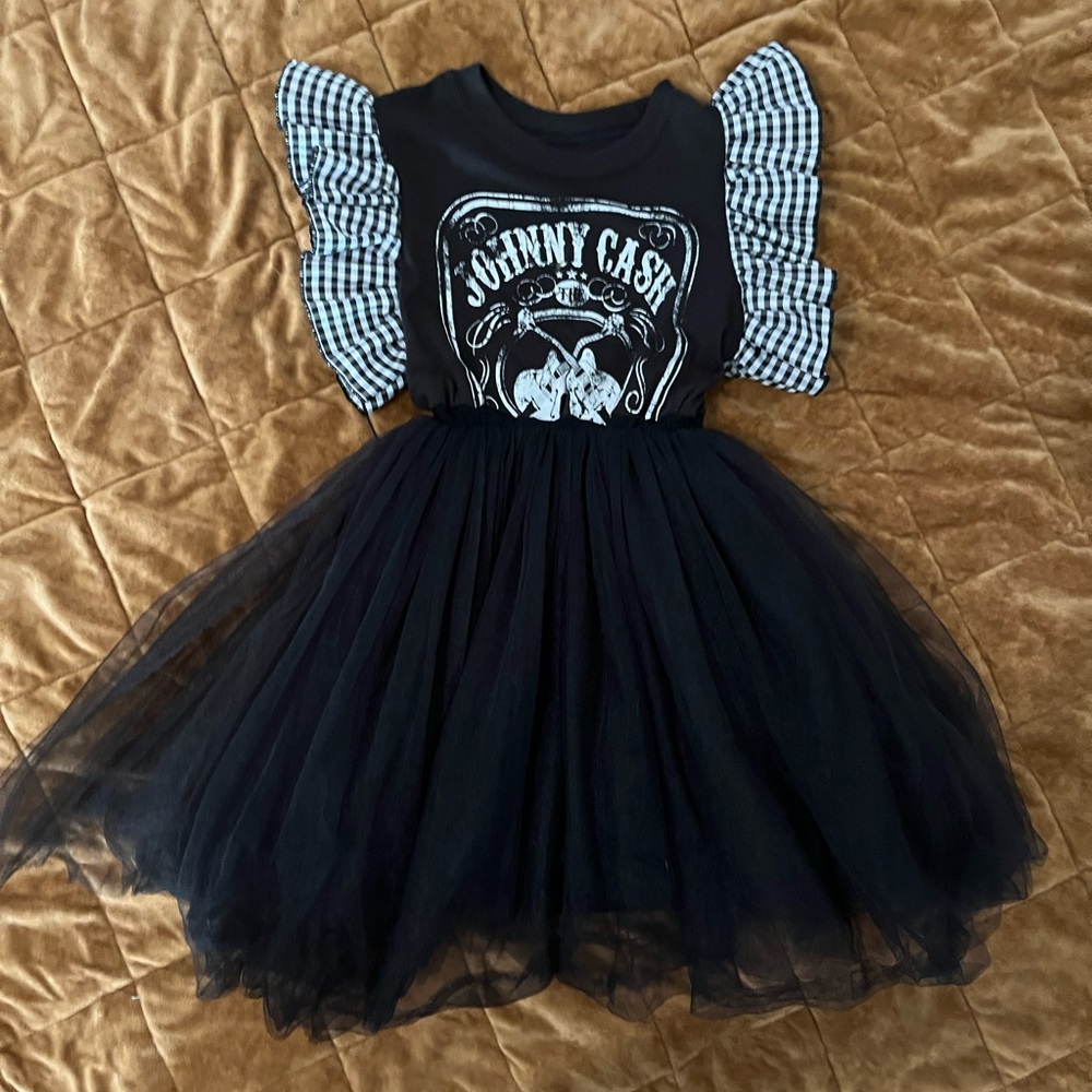 Little girls Johnny cash and tutu Upcycled dress